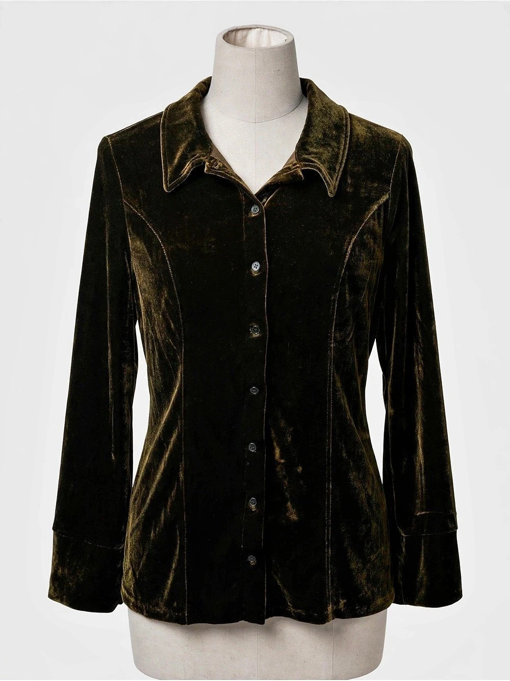 H&M Brown Velvet Button Down Shirt